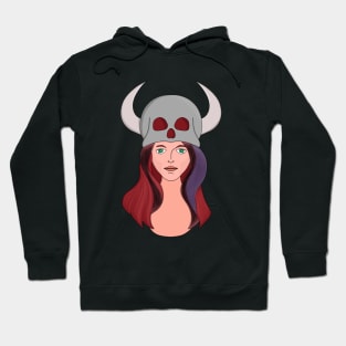 Woman Wearing a Skull With Horns Hoodie